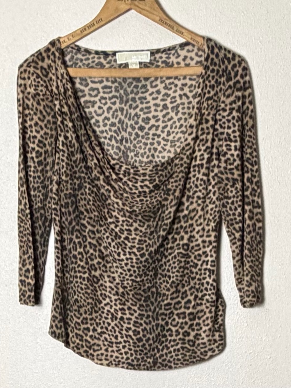 MICHAEL Michael Kors Leopard Print Cowl Neck Top - Brown/Black